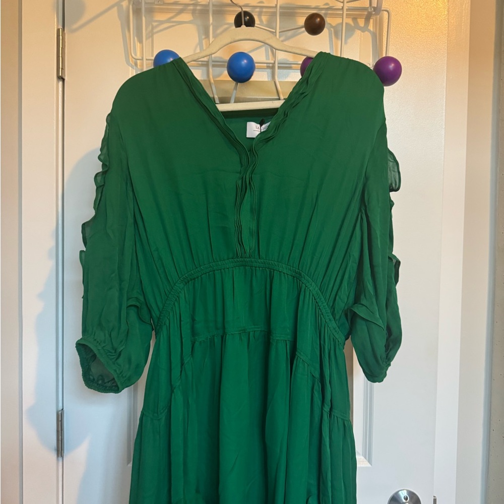NWT La Ligne Sylvie Emerald Midi Dress, XL